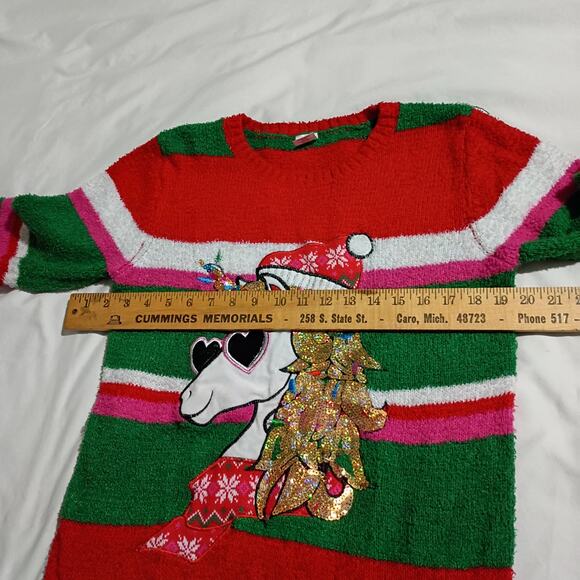 Ugly Christmas Sweater UNICORN Sequins kids 14/16 Women's XS/S EASY CARE - Picture 6 of 9